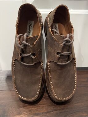 OluKai Men's Brown Leather Two-Eye Boat Shoes
